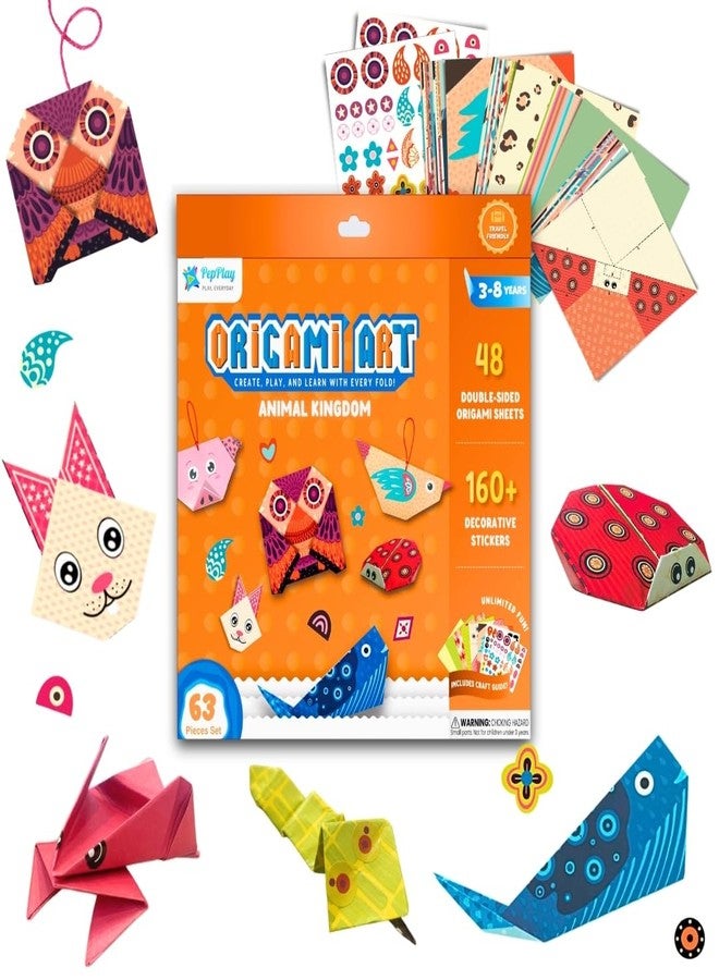 PepPlay 3D Origami Paper, with Booklet and Stickers, Educational, Brain-Boosting Activity, No Mess Paper Craft, Travel-Friendly Airplane Toy, Birthday Return Gift for Boys&Girls Ages 3-8, Orange - Image 1